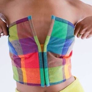 ✨Mara Hoffman Plaid Strapless Top✨•VHTF• $365